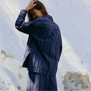 Free People Free-est Fallon Stripe Top Blue NWT Oversized | Top Only